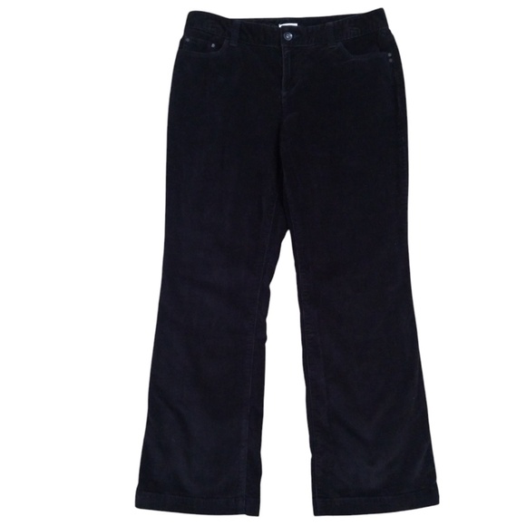 Liz Claiborne Women's Black Stretch Bootcut Corduroy Pants Size‎ 10 Petite - Picture 1 of 9